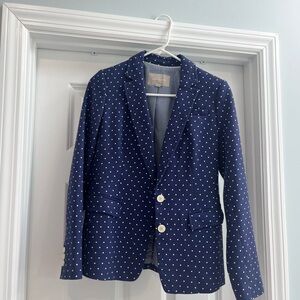 Banana Republic Dark Blue Navy Blazer with White Polka Dots